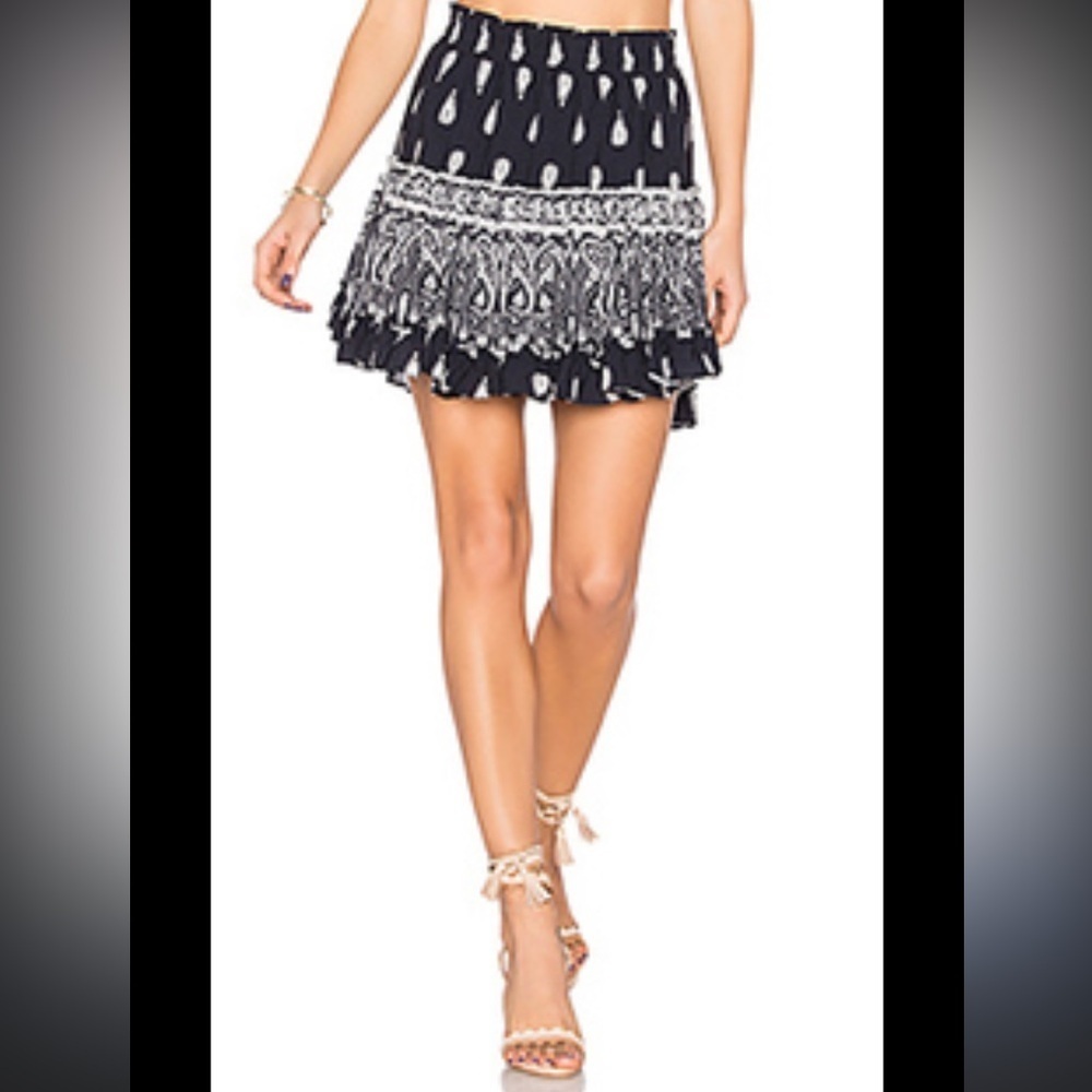 MISA LOS ANGELES paisley printed ruffle boho mini skirt revolve casual fall